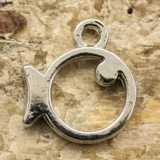 Berlock Fisk 12x13 mm, Silverfärg (st)