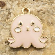 Berlock Bläckfisk 15x15 mm, Rosa/Guldfärg (st)