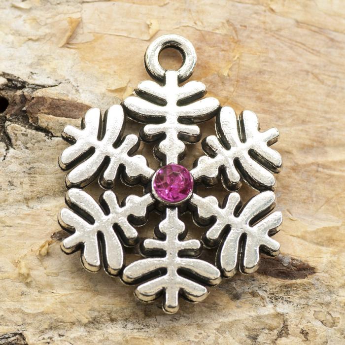 Berlock Snöflinga M 18x23 mm, Antiksilver (st)