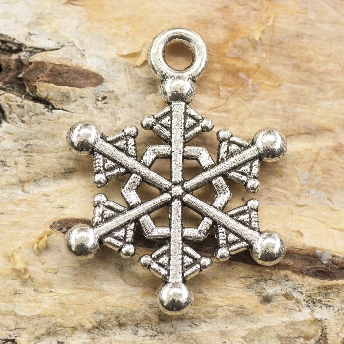 Berlock Snöflinga O 15x20 mm, Antiksilver (st)