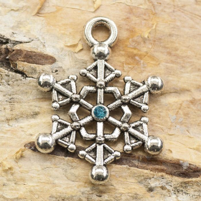 Berlock Snöflinga O 15x20 mm, Antiksilver (st)
