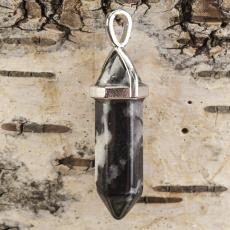 Hänge Bullet zebra jaspis 37-40x12 mm, Svart/Vit (st)
