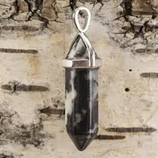 Hänge Bullet zebra jaspis 37-40x12 mm, Svart/Vit (st)