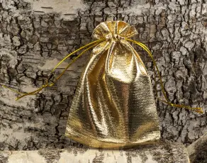 Tygpåse organza 9x12 cm, Guldfärg (st)