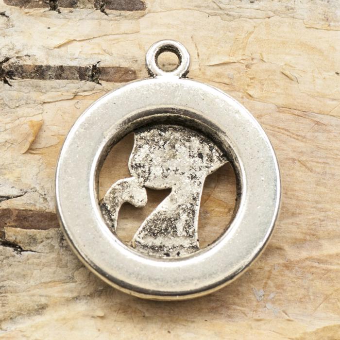 Berlock Katt 17x20 mm, Antiksilver (st)