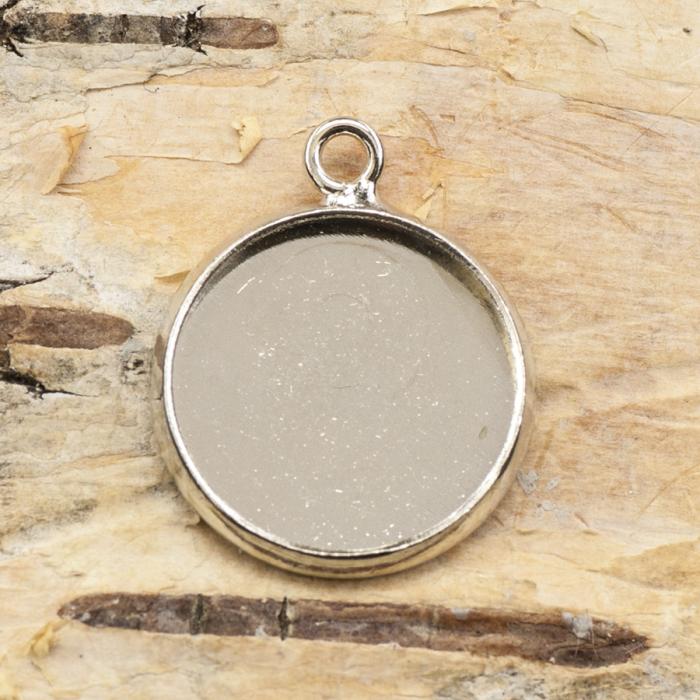 Cabochoninfattning 12 mm, Platinafärg (3st)