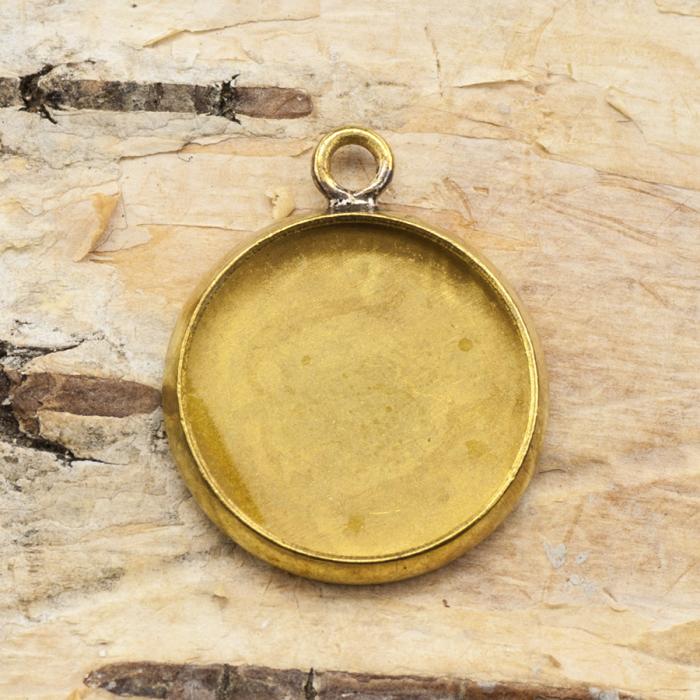 Cabochoninfattning 12 mm, Antikguld (3st)