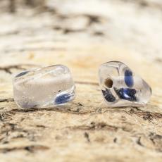 Glaspärla Vriden 9x13 mm, Klar/Mörkblå (5st)