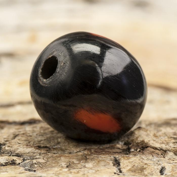Träpärla 13x15 mm, Svart/Orange (5st)