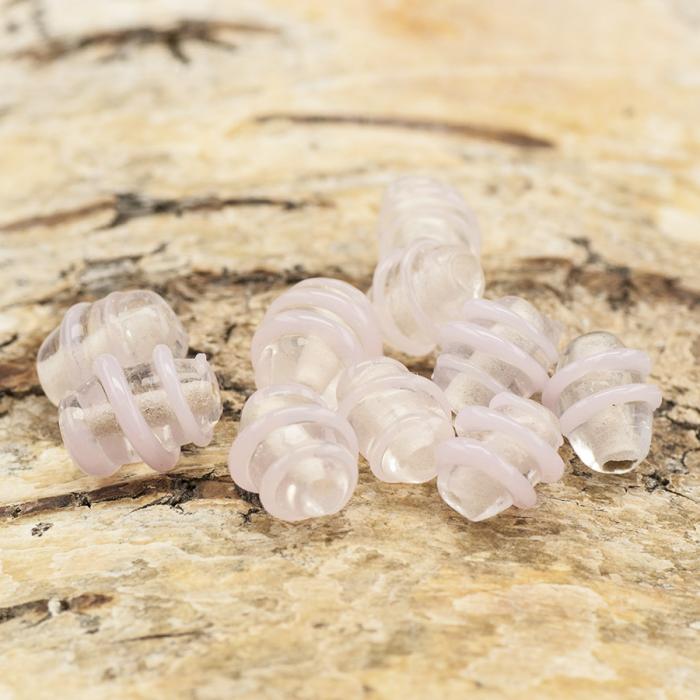 Glaspärla Lampwork Snurra 7x9 mm, Klar/Rosa (10st)
