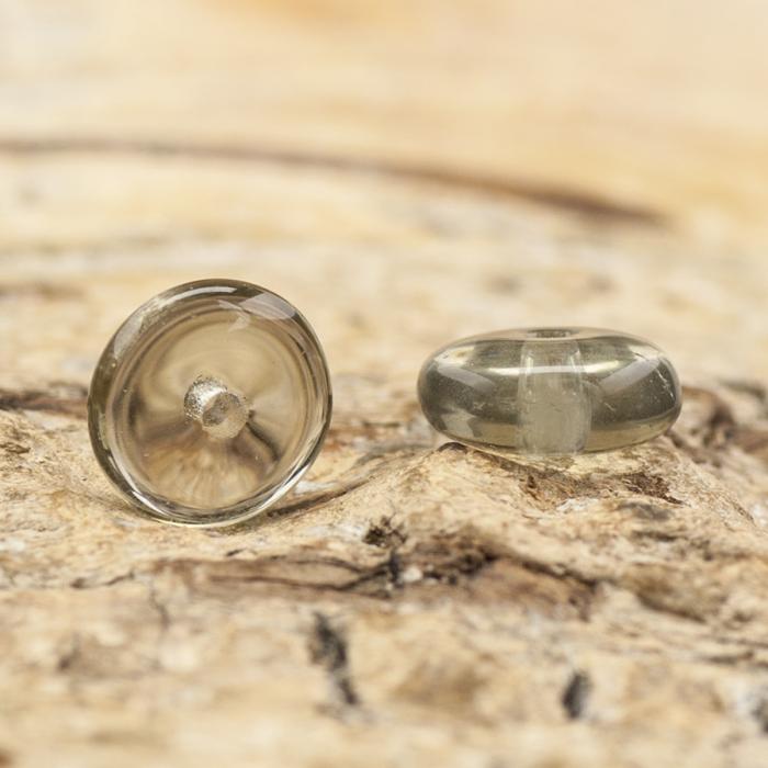 Platt Glaspärla 6 mm, Grå (50st)