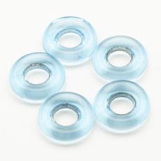 Glaspärla Ring 9x2,5 mm, Transparent turkos (5st)