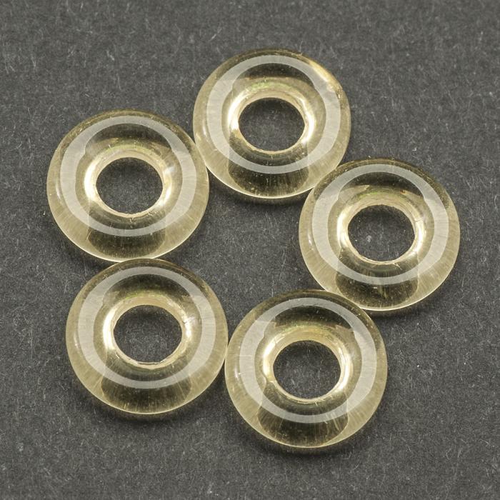 Glaspärla Ring 9x2,5 mm, Transparent gul (5st)