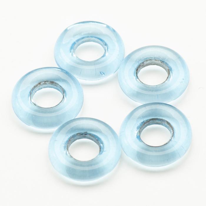 Glaspärla Ring 9x2,5 mm, Transparent turkos (5st)