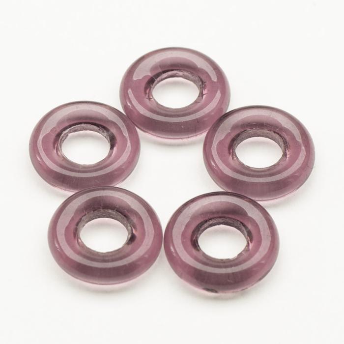 Glaspärla Ring 9x2,5 mm, Lila (5st)