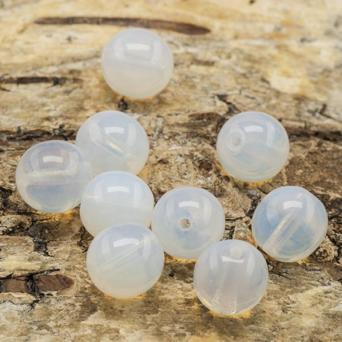 Glaspärla opal 8 mm, Vit Alabaster (20st)