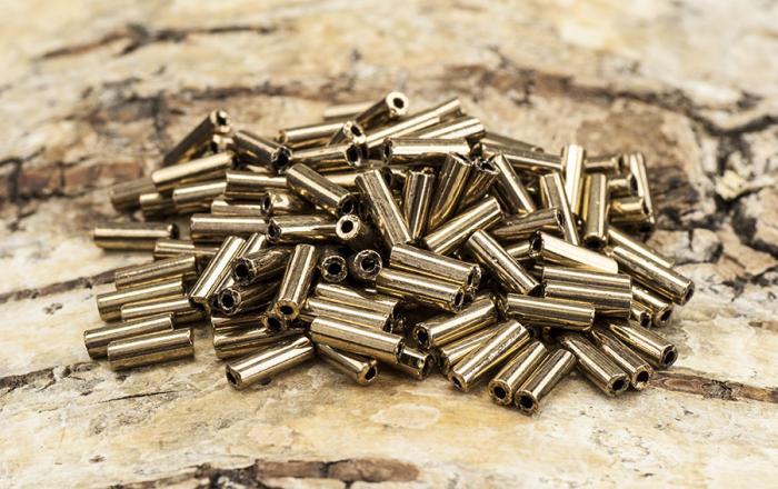 Bugle Beads silverlined 2x7 mm, Bronsfärg (20g)