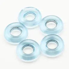 Glaspärla Ring 9x2,5 mm, Transparent turkos (5st)