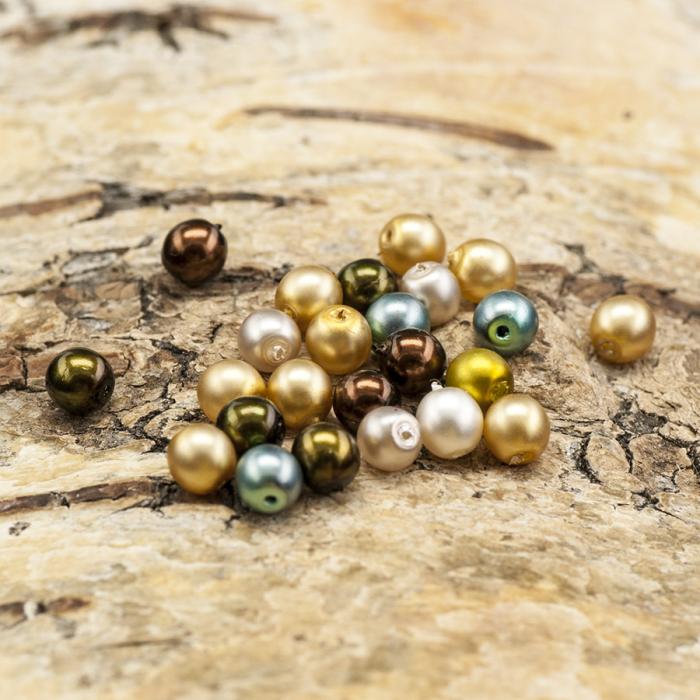 Vaxad glaspärla 4 mm, Färgmix (60st)