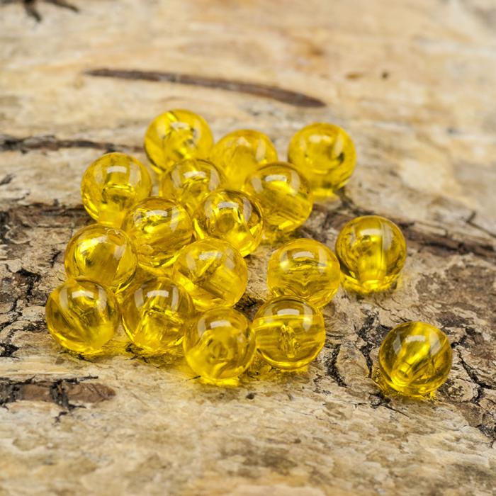 Akrylpärla transparent 6 mm, Gul (50st)