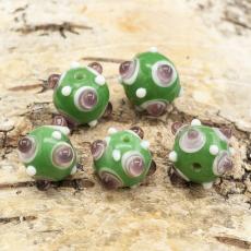 Glaspärla Molekyl 13x11 mm, Grön (5st)