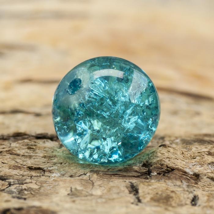 Krackelerad glaspärla 10 mm, Turkos (10st)