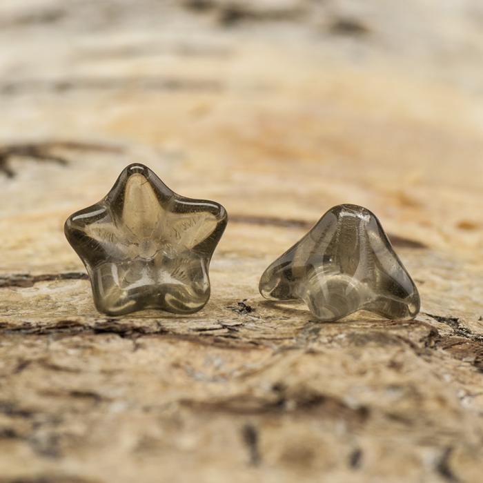 Pärlhållare blommor glas 9x5 mm, Grå (10st)