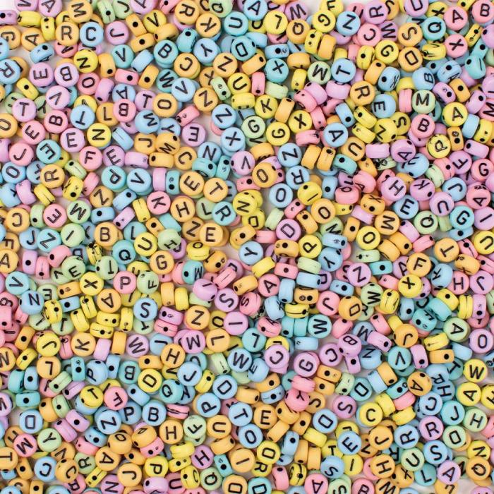Bokstavspärlor 6,5 mm, Pastell (750 st)