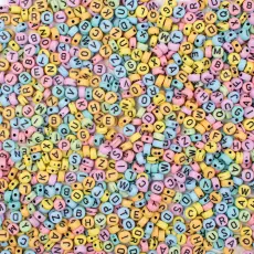 Bokstavspärlor 6,5 mm, Pastell (750 st)