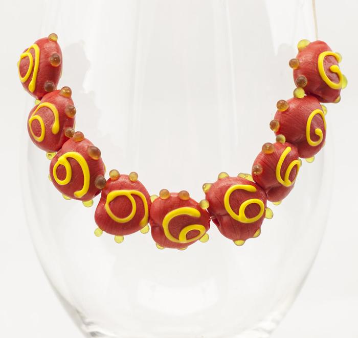 Glaspärla Hjärta 17x16 mm, Röd (5st)