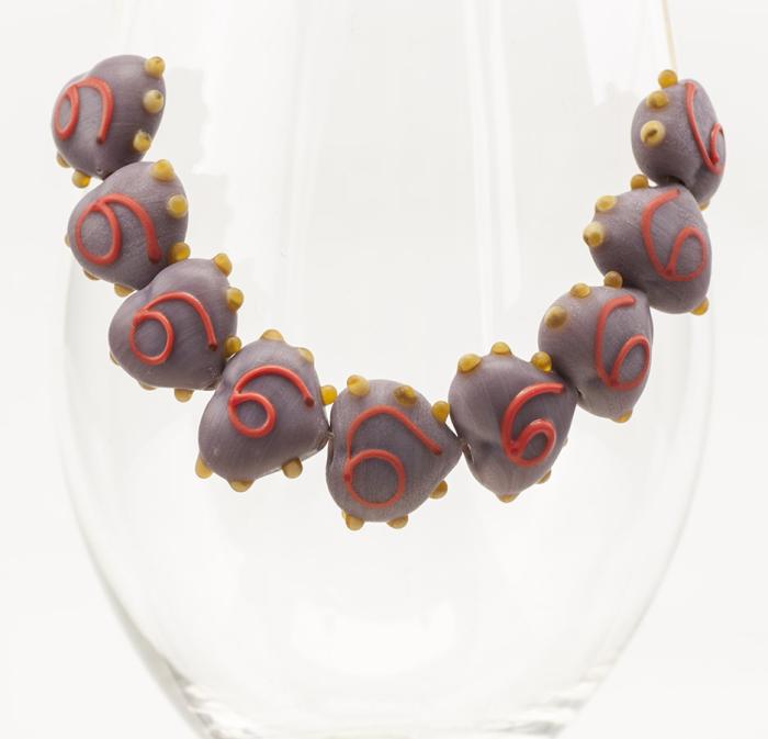 Glaspärla Hjärta 17x16 mm, Lila (5st)