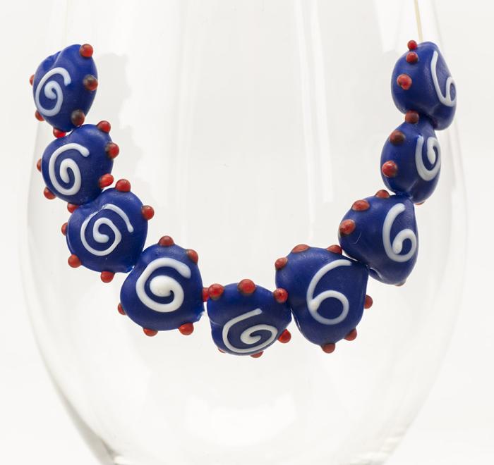 Glaspärla Hjärta 17x16 mm, Mörkblå (5st)
