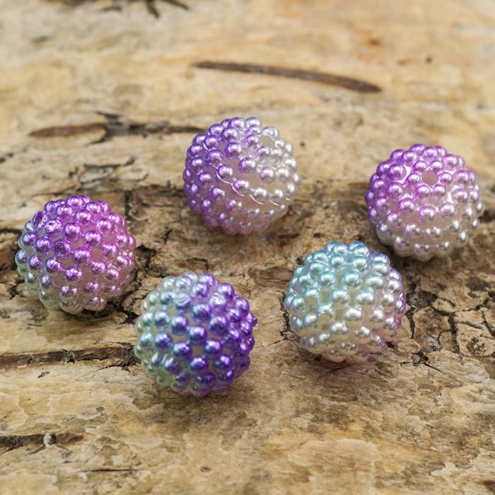 Bubbelpärla 12 mm, Regnbågslila (5st)