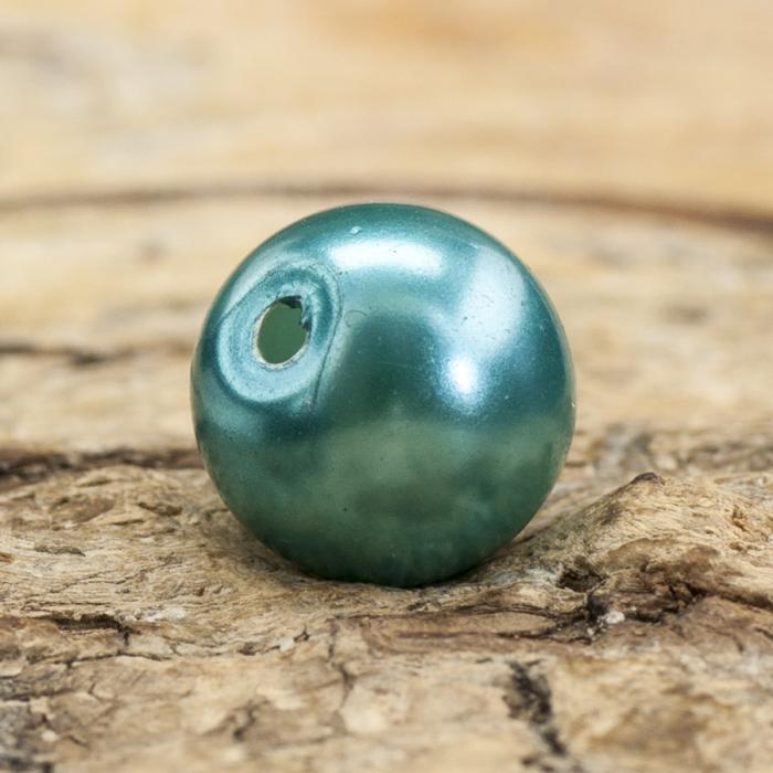 Vaxad glaspärla 8 mm, Mörk turkos (20st)