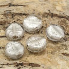 Glaspärla Puck 15 mm, Silverfärg (5st)