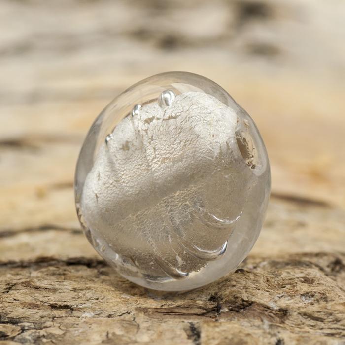 Glaspärla Puck 15 mm, Silverfärg (5st)