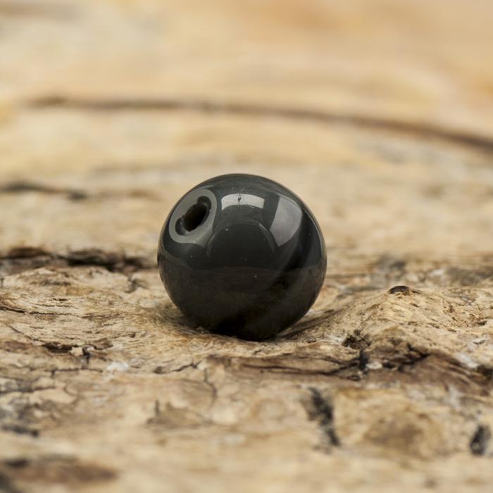 Glaspärla Rund 6 mm, Mörkgrå (40st)