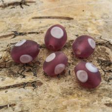 Oval glaspärla prick 11x14 mm, Cerise (5st)