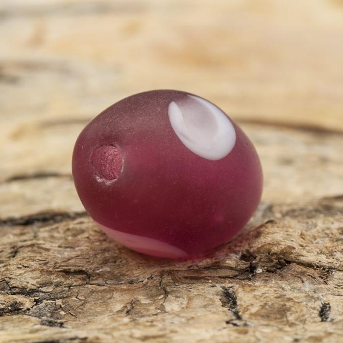Oval glaspärla prick 11x14 mm, Cerise (5st)