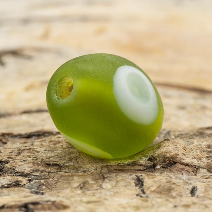 Oval glaspärla prick 11x14 mm, Grön (5st)