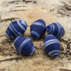 Glaspärla Fantasi 14x18 mm, Mörkblå/Vit (5st)