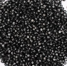 Bokstavspärlor 7,5 mm, Svart (500 st)
