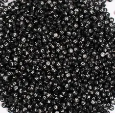 Bokstavspärlor 7,5 mm, Svart (500 st)