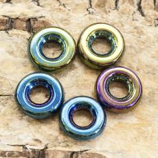 Glaspärla Ring 9x2,5 mm, Grönmulti (5st)