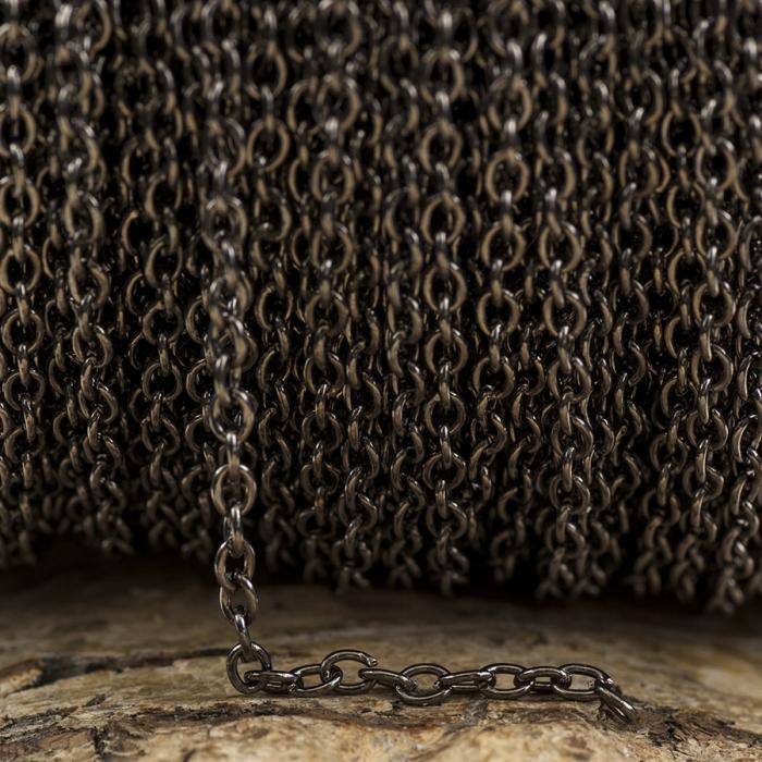 Ringkedja 2x3 mm, Svart (meter)