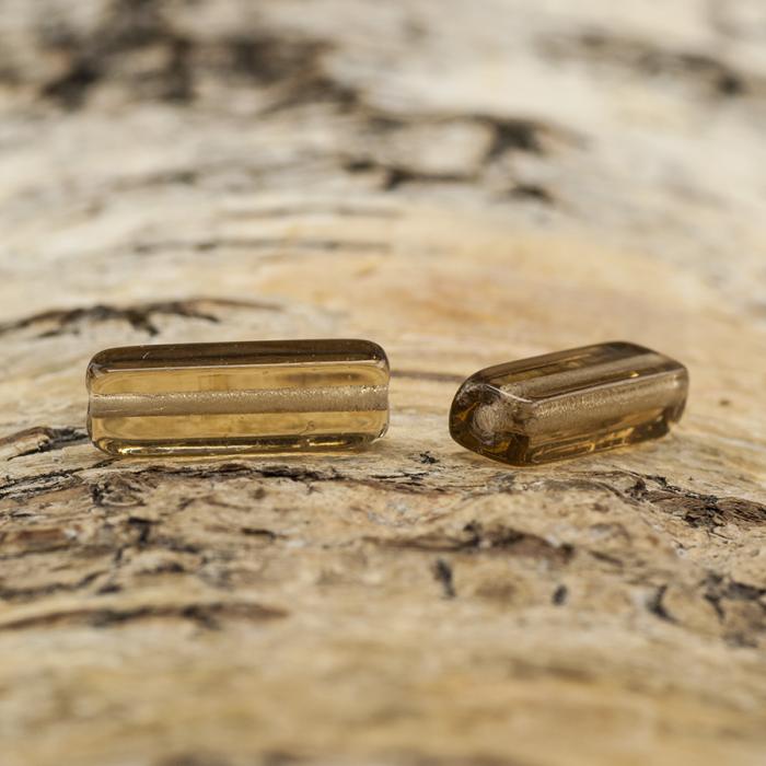 Glaspärla Stav 5x15 mm, Ljusbrun (10st)