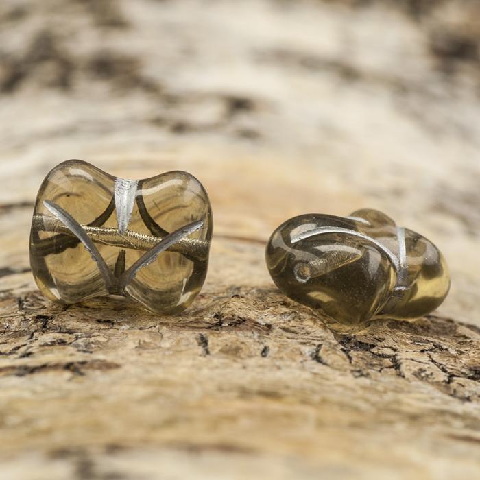 Glaspärla Fantasi 13x17 mm, Grå/Silverfärg (5st)