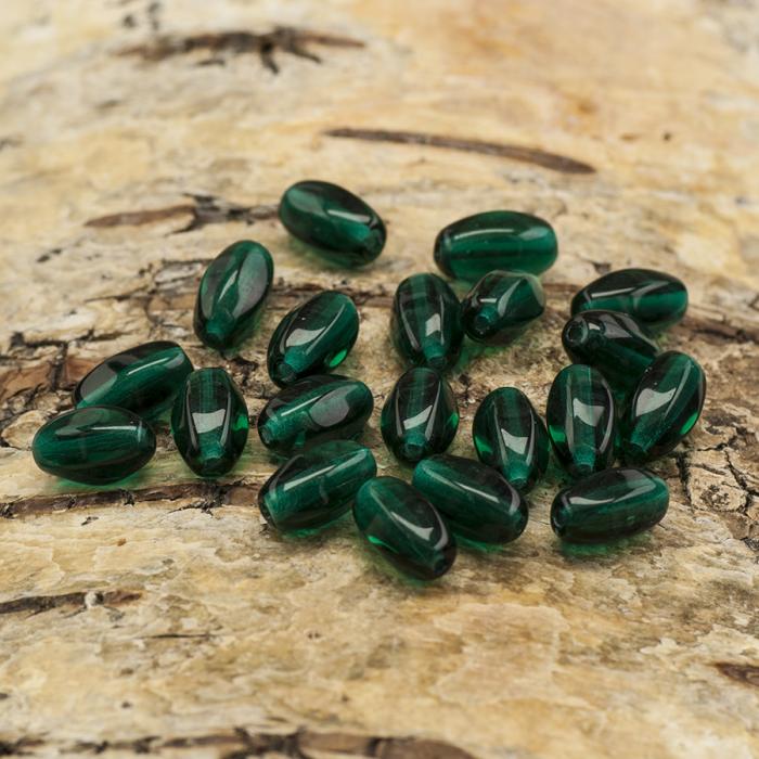Oval glaspärla 6x9 mm, Havsgrön (20st)