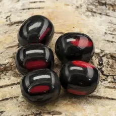 Träpärla 20x23 mm, Svart/Röd (5st)