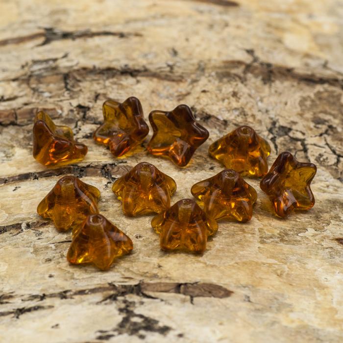 Pärlhållare blommor glas 9x5 mm, Brun (10st)